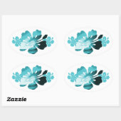 Hibiskus-Surf-Stil Ovaler Aufkleber (Blatt)