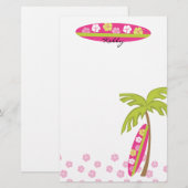 Hibiskus Surfboard Briefpapier (Vorne/Hinten)