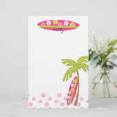 Hibiskus Surfboard Briefpapier (Stehend Vorderseite)