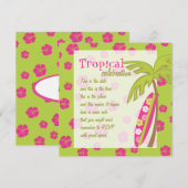 Hibiskus Surfboard Einladung (Vorne/Hinten)