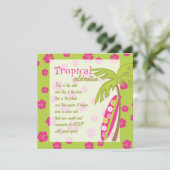 Hibiskus Surfboard Einladung (Stehend Vorderseite)