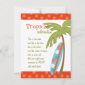 Hibiskus Surfboard Einladung (Vorderseite)