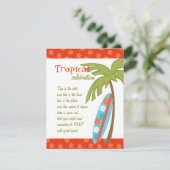 Hibiskus Surfboard Einladung (Stehend Vorderseite)