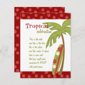 Hibiskus Surfboard Einladung (Vorne/Hinten)