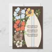 Hibiskus Surfboard Geburtstagsparty Einladungen (Rückseite)