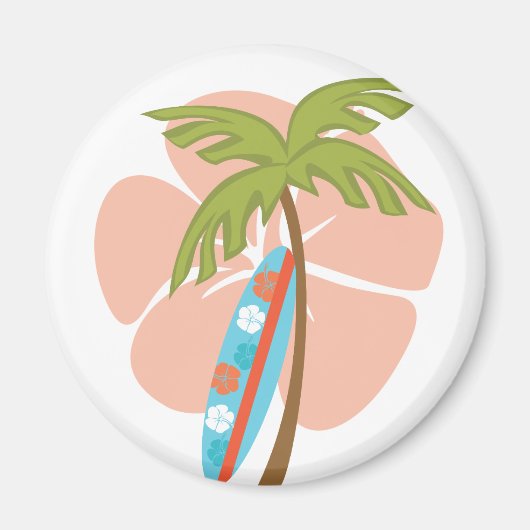 Hibiskus Surfboard Magnet (Vorne)