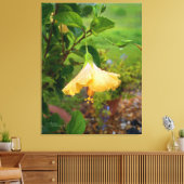 Hibiskus Tauwasser fällt Wrapped Canvas Leinwanddruck (Insitu (Wohnzimmer))