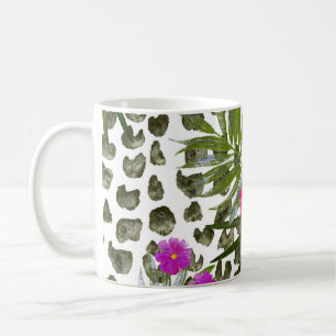 Hibiskus Tier: Aquarellfarben Nahtloses Muster. Kaffeetasse