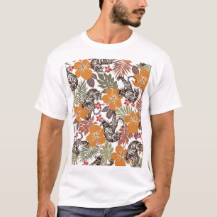 Hibiskus Tiger, exotisches Muster. T-Shirt
