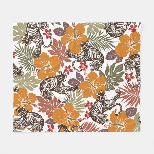 Hibiskus-Tigermuster Fleecedecke (Vorderseite (Horizontal))