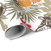 Hibiskus-Tigermuster Geschenkpapier (Rolleneckpunkt)
