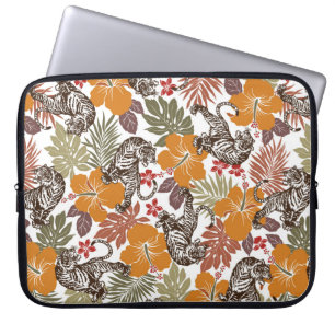Hibiskus-Tigermuster Laptopschutzhülle