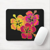 Hibiskus Trio | BG schwarz Mousepad (Mit Mouse)