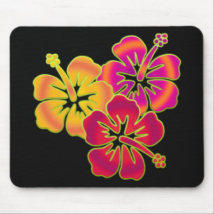 Hibiskus Trio BG schwarz Mousepad