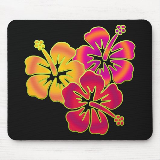 Hibiskus Trio | BG schwarz Mousepad (Vorne)