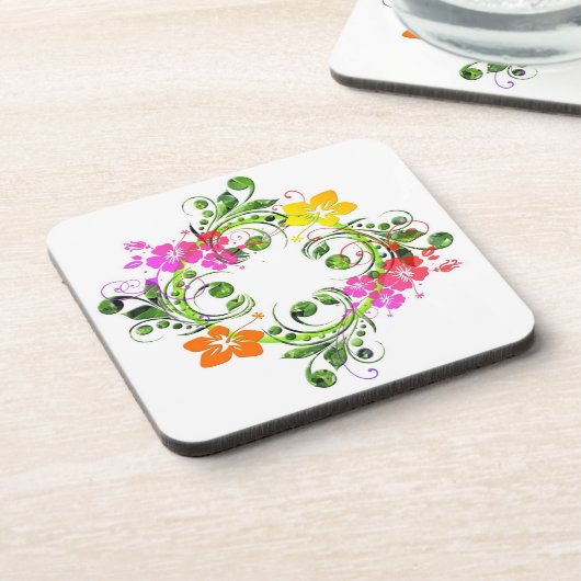 Hibiskus Tropenkranz Getränkeuntersetzer (Linke Seite)