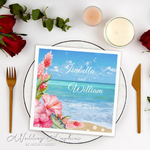 Hibiskus Tropical Beach Hochzeit Serviette