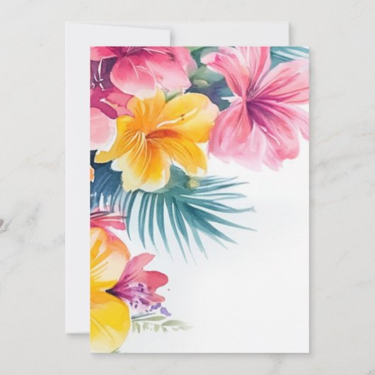 Hibiskus Tropical Elegante Hochzeit in Urlaubsort Save The Date (Rückseite)