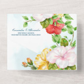 Hibiskus Tropical Floral Wedding All In One Einladung (Rückseite)