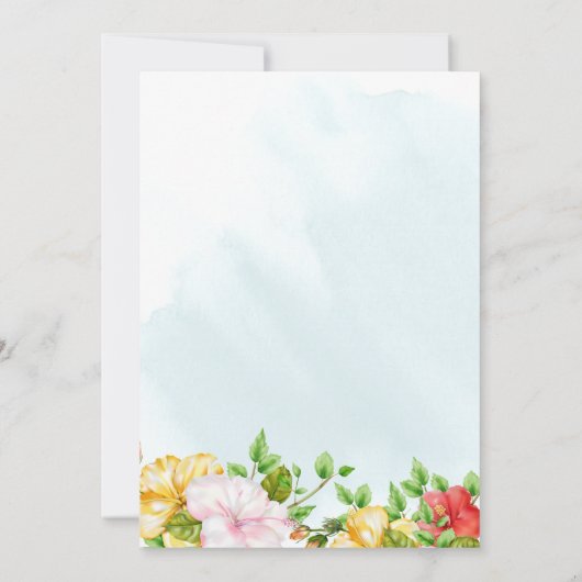 Hibiskus Tropical Floral Wedding Einladung (Rückseite)