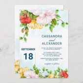 Hibiskus Tropical Floral Wedding Einladung (Vorne/Hinten)