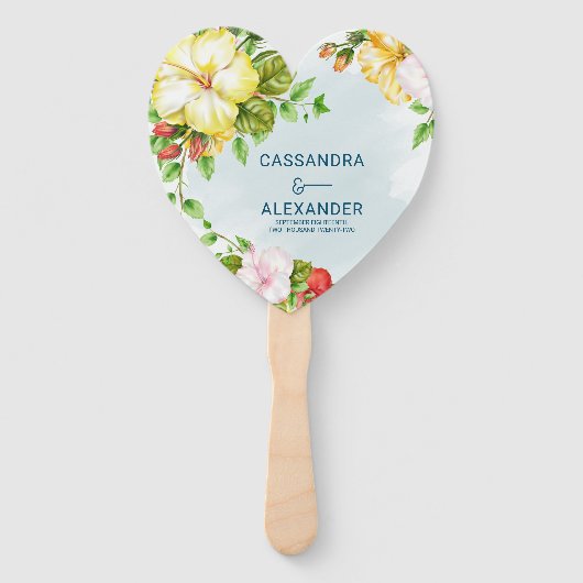 Hibiskus Tropical Floral Wedding Hand Fan Fächer (Vorderseite)