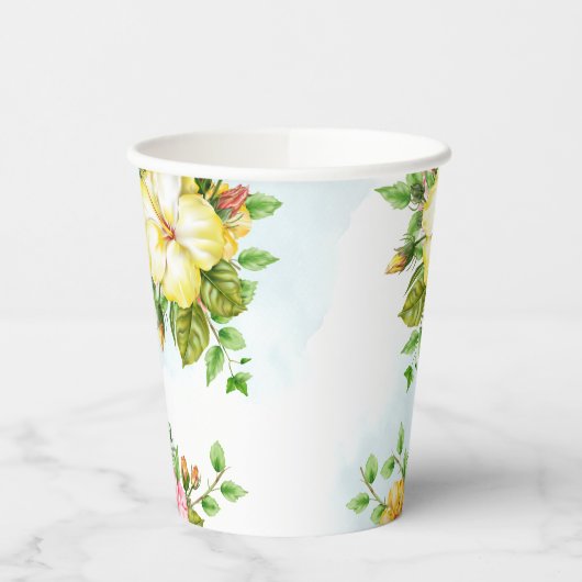 Hibiskus Tropical Floral Wedding Pappbecher (Links)