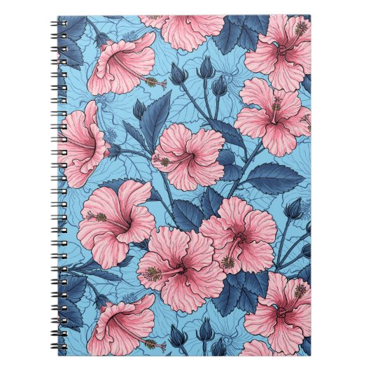Hibiskus Tropical Florales Muster Notizblock (Vorderseite)