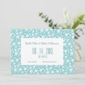 Hibiskus Tropical Turquoise Wedding Save The Date (Stehend Vorderseite)