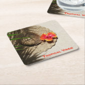 Hibiskus Tropical Vibes Strohhut Rechteckiger Pappuntersetzer (angewinkelt)