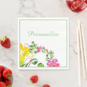 Hibiskus tropisch grün blütengrün rosa, weiß serviette (Beispiel)