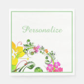 Hibiskus tropisch grün blütengrün rosa, weiß serviette (Vorderseite)