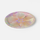 Hibiskus tropische Blume irisierendes rosa Gold ni Pappteller (Schrägansicht)