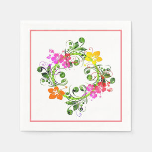 Hibiskus tropische Blume Kranz farbenfrohe Sommer Serviette