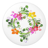 Hibiskus tropische Blume Kranz Hawaiianischer Blum Keramikknauf (Vorderseite)