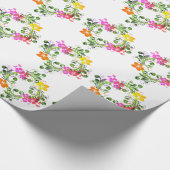 Hibiskus tropische Blume Kranz rosa grün Geschenkpapier (Ecke)