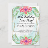 Hibiskus tropischer Luau Strand-40. Geburtstag Einladung (Vorderseite)