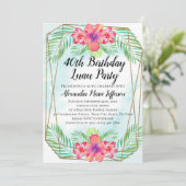 Hibiskus tropischer Luau Strand-40. Geburtstag Einladung (Stehend Vorderseite)