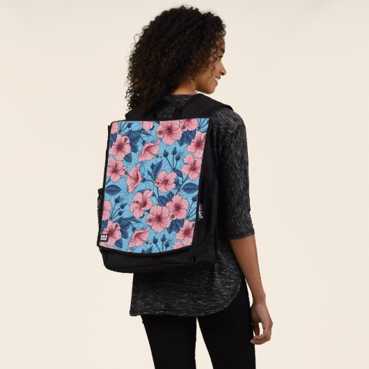 Hibiskus Tropisches Blumenmuster Rucksack (Ausgewaschen)