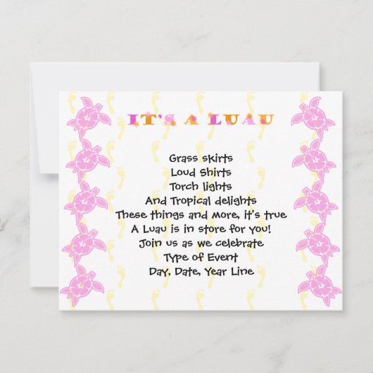 Hibiskus Turtle Luau Party Einladung (Vorderseite)