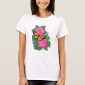 Hibiskus u. Schmetterling T-Shirt (Vorderseite)