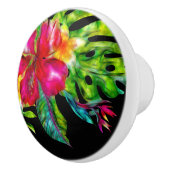 Hibiskus und Blätter in leuchtenden Farben Keramikknauf (Rechts)