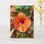 Hibiskus und Croton Karte (Gelbe Blume)
