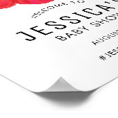 Hibiskus und Flamingo Babydusche Begrüßungspposter Poster (Ecke)