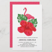 Hibiskus und Flamingo Bridal Dusche Einladung (Vorne/Hinten)