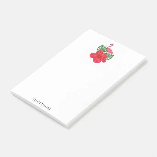 Hibiskus und Flamingo Tropical Post-it-Notizen Post-it Klebezettel (angewinkelt)