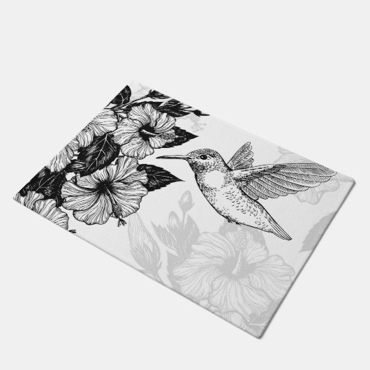 Hibiskus und Kolibri Fußmatte (Schrägansicht)