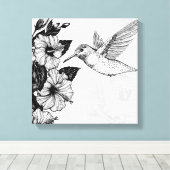 Hibiskus und Kolibri Leinwanddruck (Insitu (Holzboden))