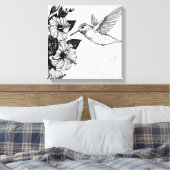 Hibiskus und Kolibri Leinwanddruck (Insitu (Schlafzimmer))