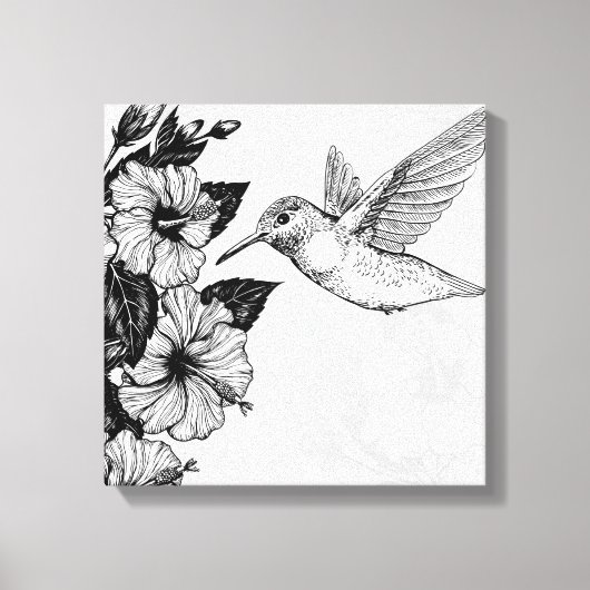 Hibiskus und Kolibri Leinwanddruck (Vorderseite)